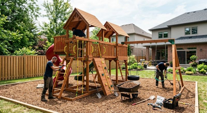 Wooden Playset Installation in Kansas City, KS
